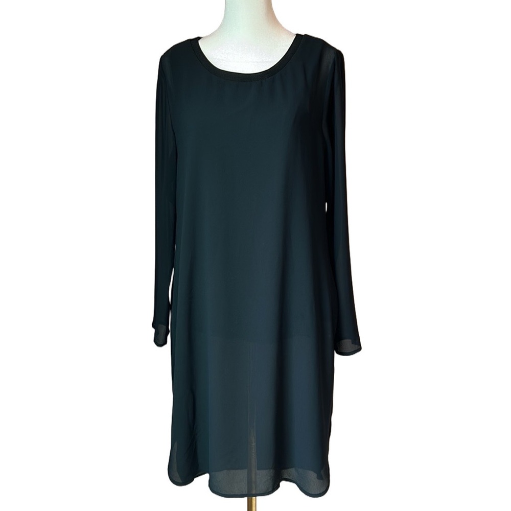 Soft Surroundings Black Sheer Elegance Tunic Top Long Sleeve Stretch Small